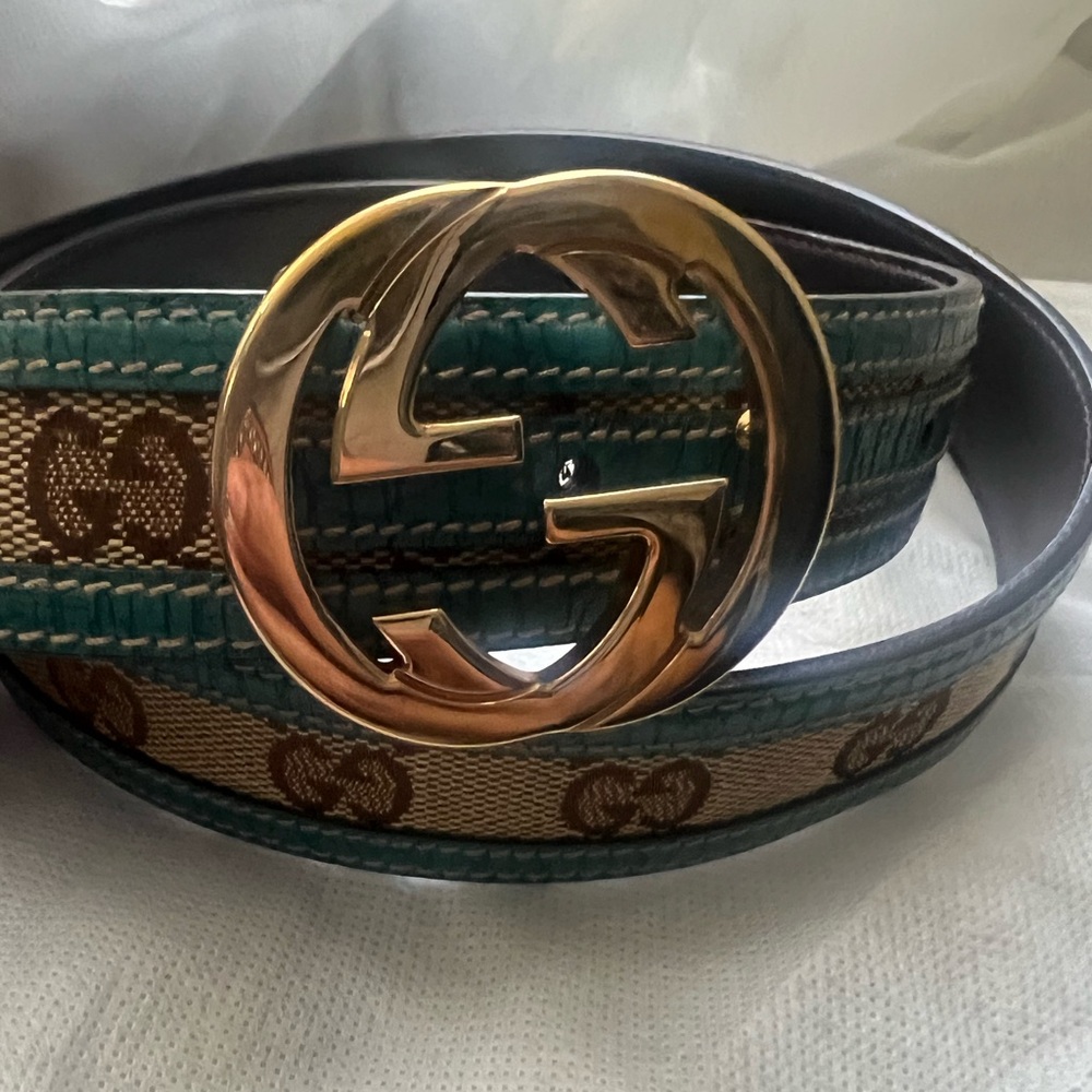 Gucci Turquoise and Gold Women's Belt